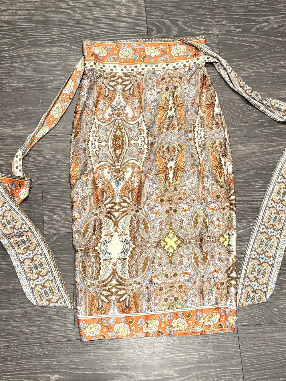 Orange Paisley Wrap Skirt